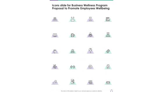 Icons Slide For Business Wellness Program Proposal To Promote One Pager Sample Example Document Icons Slide For Business Wellness Program Proposal To Promote One Pager Sample Example Document