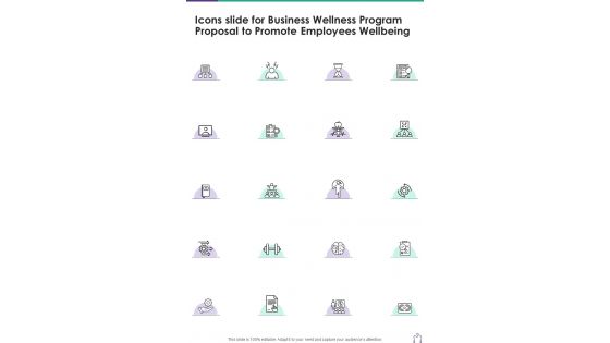 Icons Slide For Business Wellness Program Proposal To Promote One Pager Sample Example Document