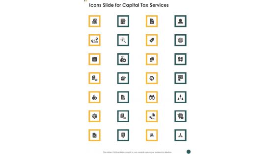 Icons Slide For Capital Tax Services One Pager Sample Example Document Icons Slide For Capital Tax Services One Pager Sample Example Document