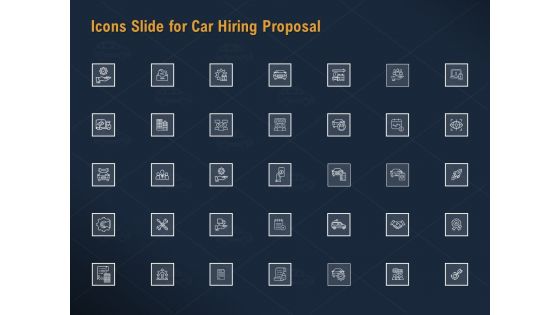 Icons Slide For Car Hiring Proposal Ppt Infographic Template Picture PDF