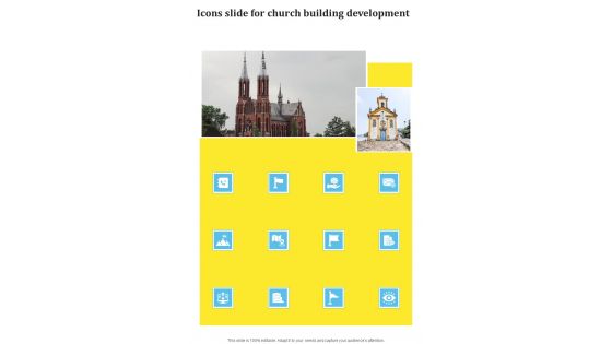 Icons Slide For Church Building Development One Pager Sample Example Document Icons Slide For Church Building Development One Pager Sample Example Document