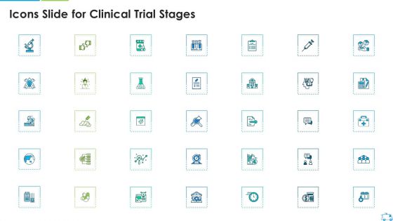 Icons Slide For Clinical Trial Stages Designs PDF