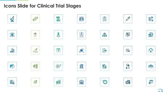 Icons Slide For Clinical Trial Stages Designs PDF