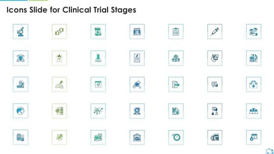 Icons Slide For Clinical Trial Stages Designs PDF