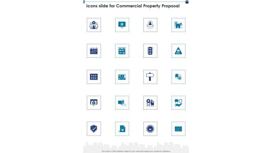 Icons Slide For Commercial Property Proposal One Pager Sample Example Document Icons Slide For Commercial Property Proposal One Pager Sample Example Document