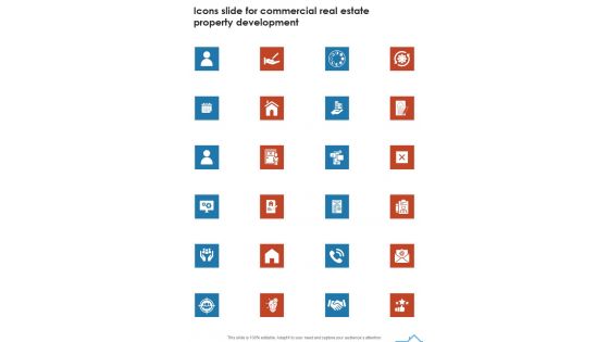 Icons Slide For Commercial Real Estate Property Development One Pager Sample Example Document