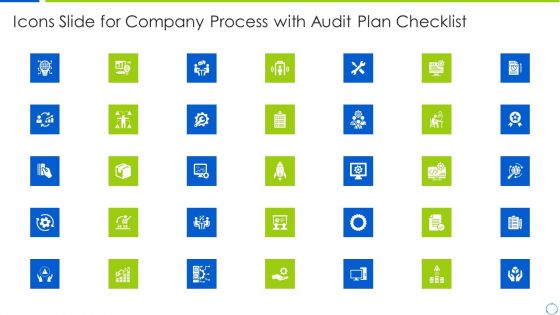 Icons Slide For Company Process With Audit Plan Checklist Designs PDF