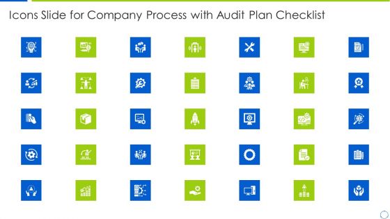 Icons Slide For Company Process With Audit Plan Checklist Designs PDF