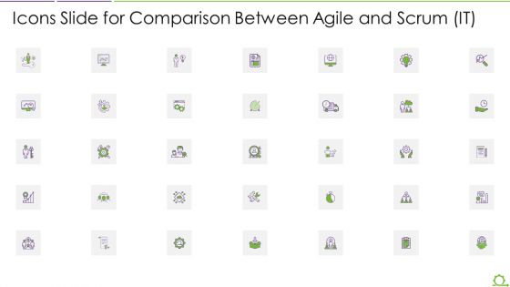 Icons Slide For Comparison Between Agile And Scrum IT Summary PDF