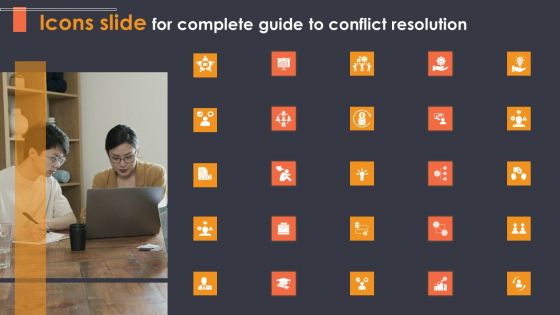 Icons Slide For Complete Guide To Conflict Resolution Ppt Portfolio Example PDF