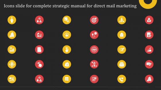 Icons Slide For Complete Strategic Manual For Direct Mail Marketing Demonstration PDF