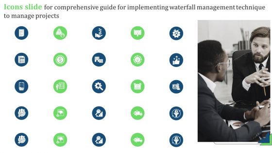 Icons Slide For Comprehensive Guide For Implementing Waterfall Management Technique To Manage Projects Template PDF