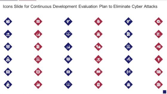 Icons Slide For Continuous Development Evaluation Plan To Eliminate Cyber Attacks Structure PDF