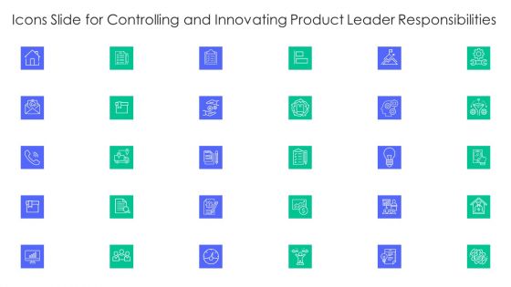Icons Slide For Controlling And Innovating Product Leader Responsibilities Elements PDF Sample PDF
