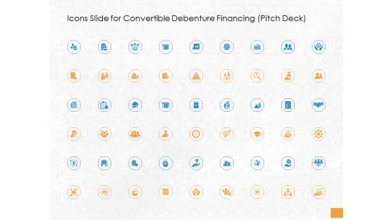 Icons Slide For Convertible Debenture Financing Pitch Deck Ppt PowerPoint Presentation Gallery Layouts PDF