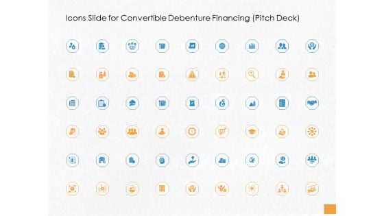 Icons Slide For Convertible Debenture Financing Pitch Deck Ppt PowerPoint Presentation Gallery Layouts PDF