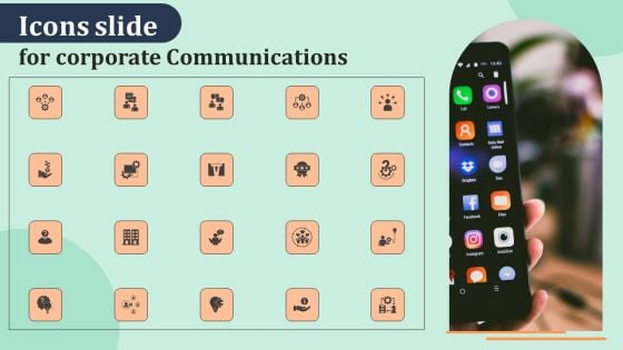 Icons Slide For Corporate Communications Clipart PDF