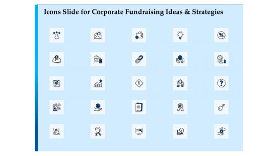 Icons Slide For Corporate Fundraising Ideas And Strategies Ppt Gallery Brochure PDF