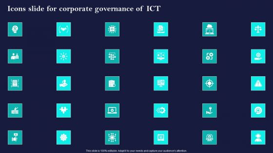 Icons Slide For Corporate Governance Of ICT Professional PDF