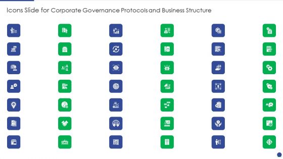 Icons Slide For Corporate Governance Protocols And Business Structure Microsoft PDF