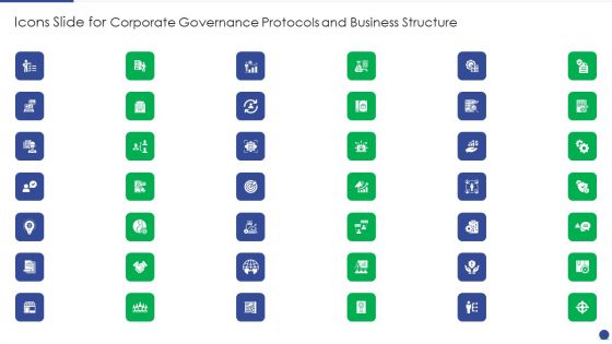 Icons Slide For Corporate Governance Protocols And Business Structure Microsoft PDF