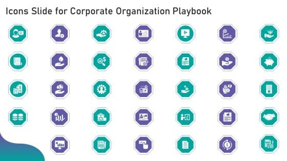 Icons Slide For Corporate Organization Playbook Ppt Show Portrait PDF