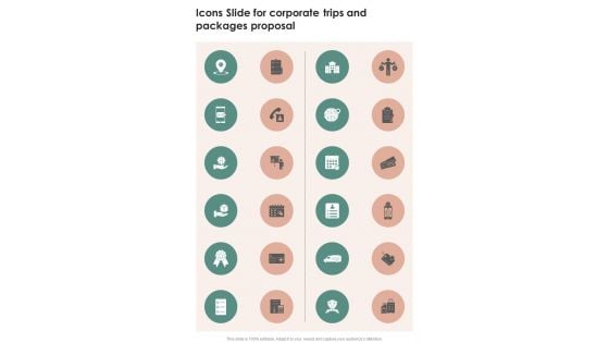 Icons Slide For Corporate Trips And Packages Proposal One Pager Sample Example Document Icons Slide For Corporate Trips And Packages Proposal One Pager Sample Example Document