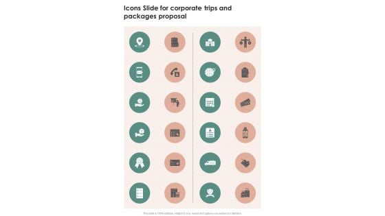 Icons Slide For Corporate Trips And Packages Proposal One Pager Sample Example Document