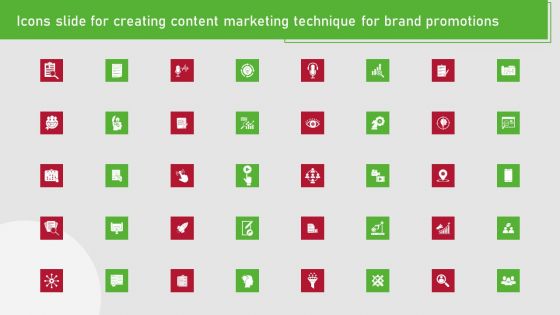 Icons Slide For Creating Content Marketing Technique For Brand Promotions Diagrams PDF