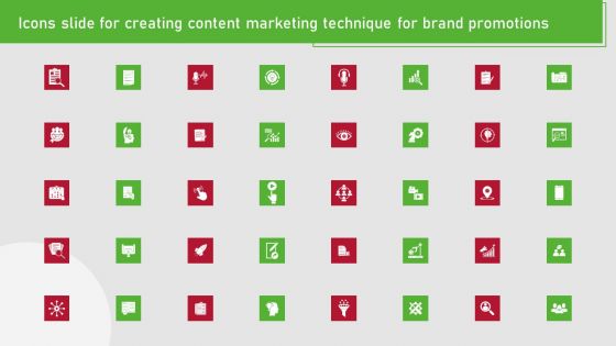 Icons Slide For Creating Content Marketing Technique For Brand Promotions Diagrams PDF