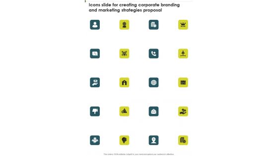 Icons Slide For Creating Corporate Branding And Marketing Strategies One Pager Sample Example Document Icons Slide For Creating Corporate Branding And Marketing Strategies One Pager Sample Example Document