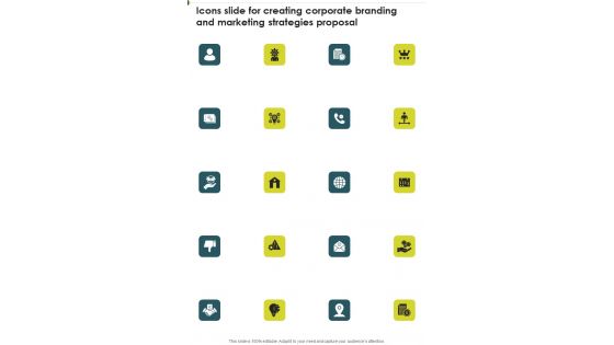 Icons Slide For Creating Corporate Branding And Marketing Strategies One Pager Sample Example Document