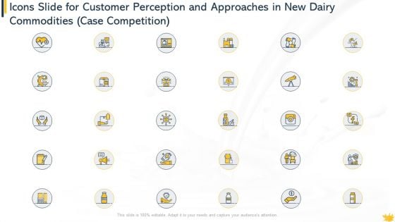 Icons Slide For Customer Perception And Approaches In New Dairy Commodities Case Competition Icons PDF