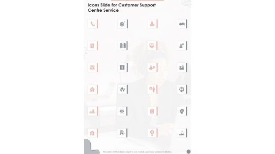 Icons Slide For Customer Support Centre Service One Pager Sample Example Document Icons Slide For Customer Support Centre Service One Pager Sample Example Document