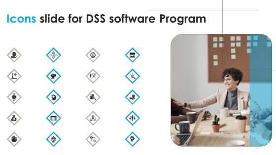 Icons Slide For DSS Software Program Ppt PowerPoint Presentation File Deck PDF