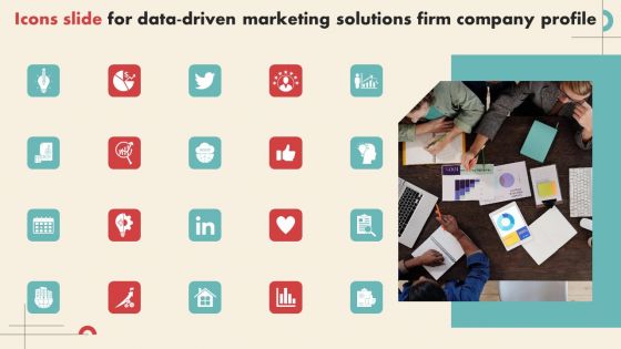 Icons Slide For Data Driven Marketing Solutions Firm Company Profile Summary PDF