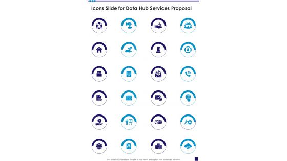 Icons Slide For Data Hub Services Proposal One Pager Sample Example Document Icons Slide For Data Hub Services Proposal One Pager Sample Example Document