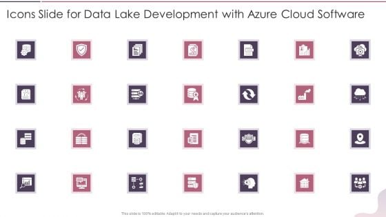 Icons Slide For Data Lake Development With Azure Cloud Software Structure PDF