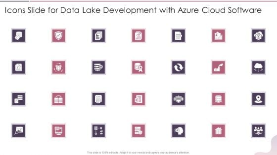 Icons Slide For Data Lake Development With Azure Cloud Software Structure PDF