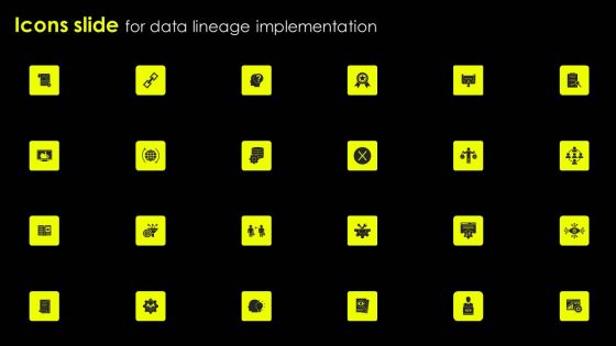 Icons Slide For Data Lineage Implementation Microsoft PDF