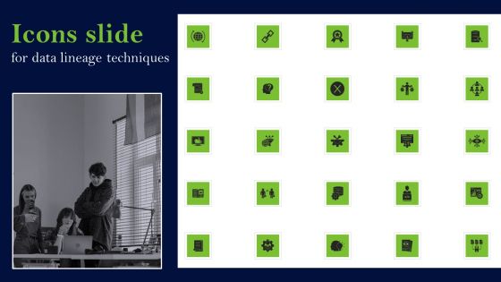 Icons Slide For Data Lineage Techniques Graphics PDF