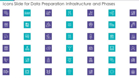 Icons Slide For Data Preparation Infrastructure And Phases Pictures PDF