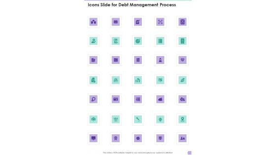 Icons Slide For Debt Management Process One Pager Sample Example Document