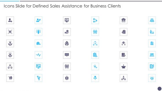 Icons Slide For Defined Sales Assistance For Business Clients Mockup PDF