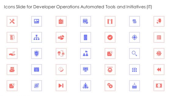 Icons Slide For Developer Operations Automated Tools And Initiatives IT Themes PDF