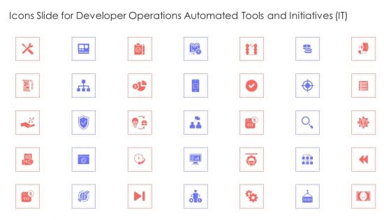 Icons Slide For Developer Operations Automated Tools And Initiatives IT Themes PDF