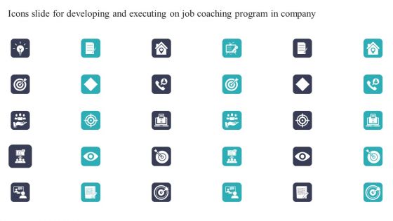 Icons Slide For Developing And Executing On Job Coaching Program In Company Guidelines PDF