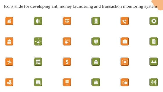 Icons Slide For Developing Anti Money Laundering And Transaction Monitoring System Portrait PDF