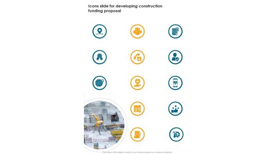 Icons Slide For Developing Construction Funding Proposal One Pager Sample Example Document