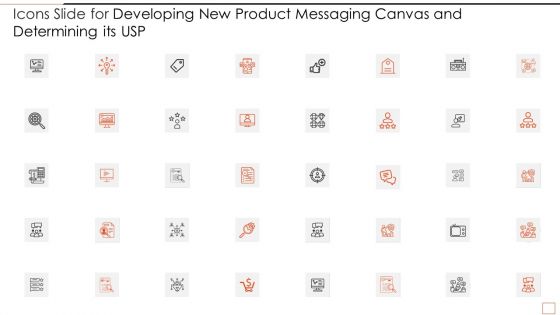 Icons Slide For Developing New Product Messaging Canvas And Determining Its USP Pictures PDF